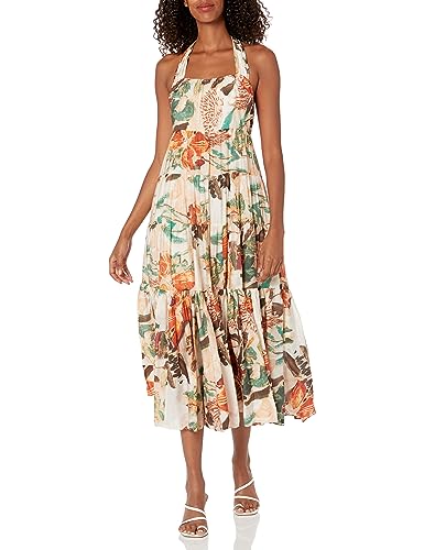 ASTR The Label Women's Almina Dress, Taupe Orange Multi, S