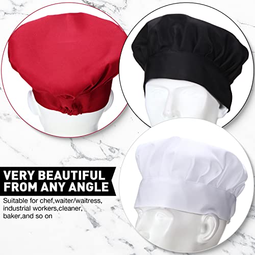 18 Pcs Chef Hats For Adults Adjustable Elastic Chef Cap Kitchen Bakers Hat Cooking Cap Funny Chef Gifts For Men Women, Black, White, Red #TOP3
