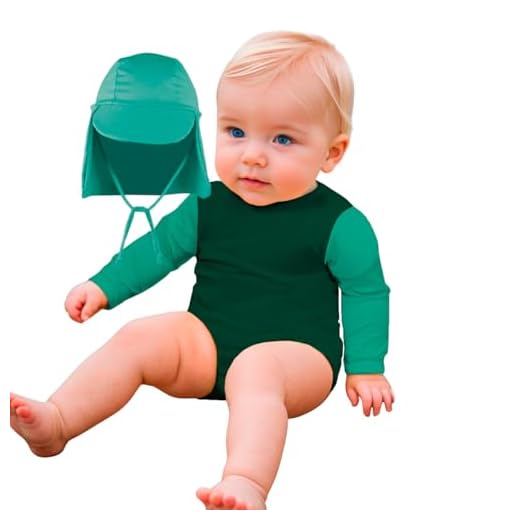 Body UV Infantil Térmico Manga Longa c/Boné Proteção Solar UV 50+ Praia Piscina (BR, Idade, 6 Meses, 1 Ano, Verde + Verde Água)