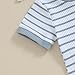 Newborn Baby Boy Girl Clothes 3 6 9 12 18 Months Ribbed Knit Short Sleeve Romper Shorts Set Infant Summer Outfits (B- Striped Blue, 12-18 Months)