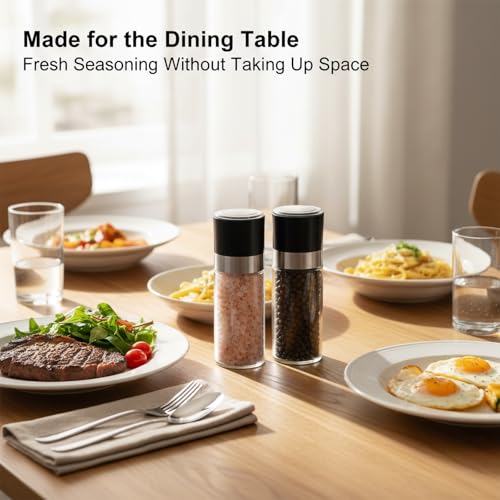 Image of Salt and Pepper Grinder Set - Spice Shakers with Adjustable Coarseness for Kitchen Seasoning (1.7 inches x 5.1 inches)