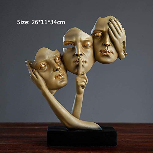 Liushi Abstract Statues For Home Decor, Sculpture Of Three Wise Men Like Three Wise Monkeys Home Decor Accents, See No Evil, Hear No Evil, Speak No Evil'', Human Figurines Ornament,Gold #TOP3