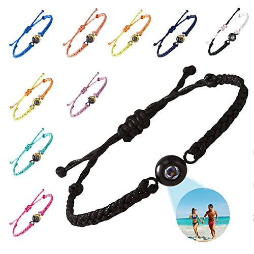 Custom Bracelets With Picture Inside, Personalized Photos Projection Bracelet For Men Women Couples Customized Handmade Braided Rope Bracelet Mothers Day Birthday Anniversary Memorial Christmas Gifts #TOP7