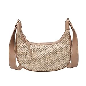 Handgeweven schoudertas, voor lente en zomer Retro nieuwe strozak voor dames, modieuze messenger-tas. (Color : Khaki, Size : 9.45in*9.45in*2.17in)