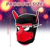 HBSFBH Hundemaske aus Leder, weiche Hundemaske mit Ohren, verstellbare Ch-ien-Maske aus Material, Halloween-Maske, Cosplay-Kapuzenmaske, für Urlaubsparty (Rot)