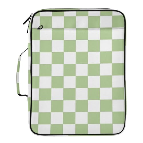 Carpeta de archivos expandible con cremallera y 7 bolsillos A4 estilo cuadros verdes