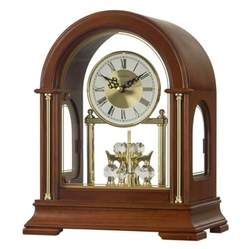 DODEKA Wooden Mantel Clock TCW001DB Rotating Pendulum and Crystals Desktop