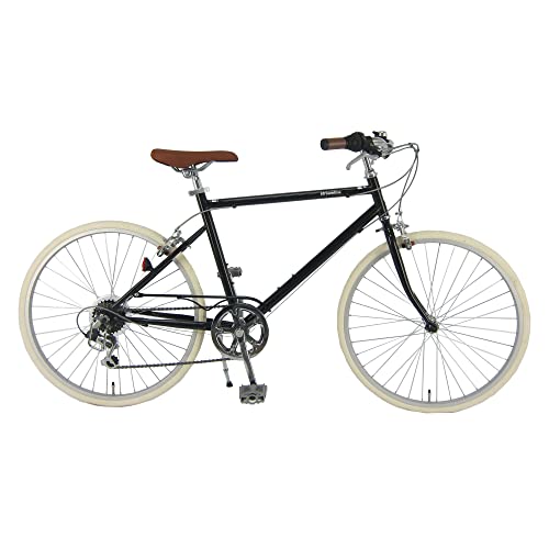 Streamline 26インチ クロスバイク 自転車 スチール製 6段変速 スタンド付 通勤 通学 初心者 男性 女性 ブラック JP8776
