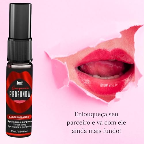 Spray Comestível Beijável Garganta Profunda Sabor Morango para sexo Oral Sexy Shop Intt 15 ML