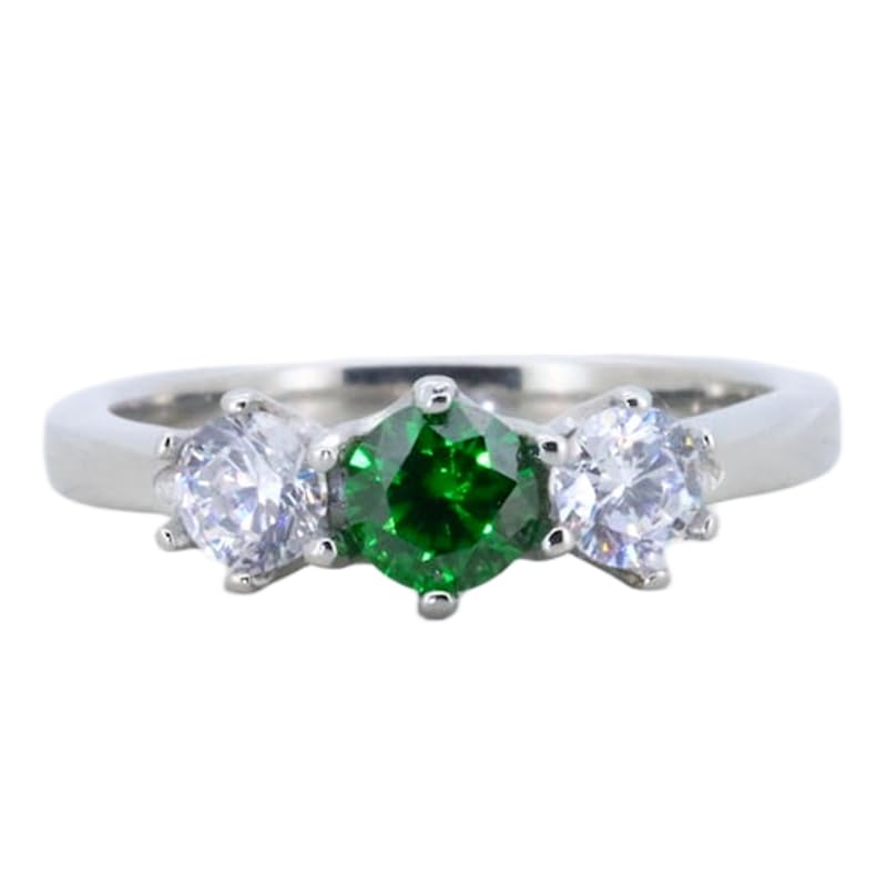 Bague émeraude naturelle argent 925 luxueuse avec pierres CZ étincelantes LK_DHR_0364