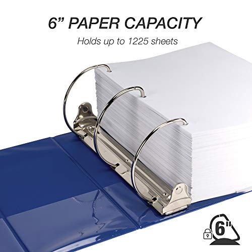 Samsill Fichário durável de 15 cm, feito nos EUA, fichário em D, capa transparente personalizável, p