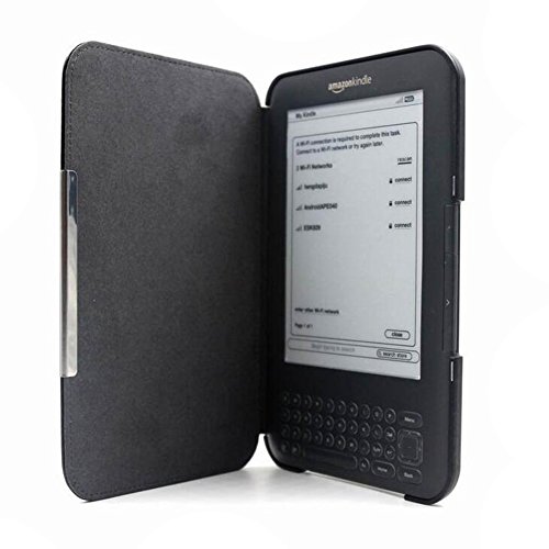 hibote Amazon Kindle 3 (Kindle Keyboard) 6 Negro Funda de cuero magnético de la cubierta del libro de Estilo (incluye 2x Protectores de pantalla)
