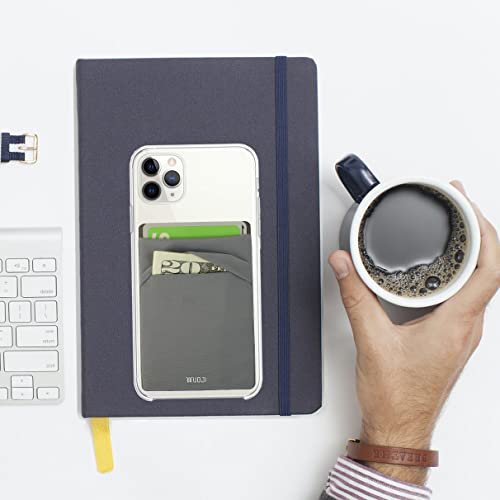 Image of RFID Blocking Phone Card Wallet - Double Secure Pocket - Ultra-Slim Self Adhesive Credit Card Holder Card Sleeves Phone Wallet Sticker All Smartphones(Gray)-2PC