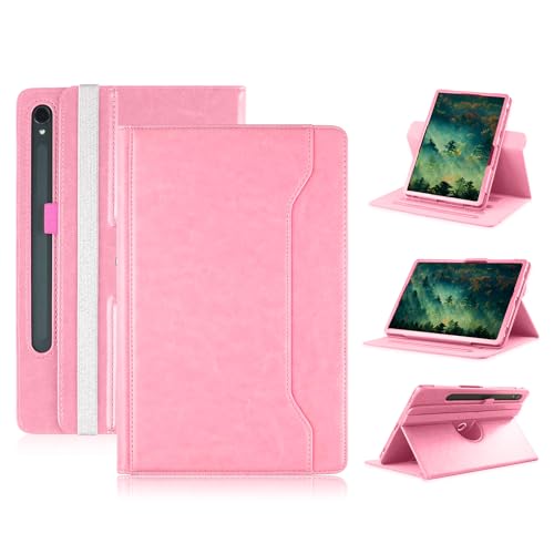 Coque Samsung Galaxy Tab S9 rotative rose anti-rayures fonction veille