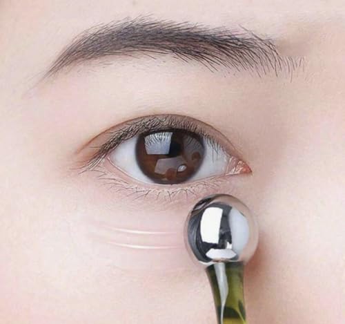 Eye Cream Massage Roller, Facial Lymphatic Drainage Relief, Anti-Aging Skincare Tool with Metal Ball Massager for Dark Circles and Puffiness