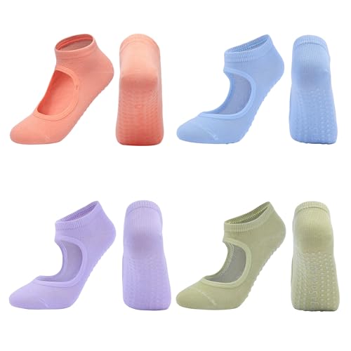 Image of Women Non Slip Grip Ankle Socks with Anti-Skid Soles Cushioned for Elderly, Yoga, Pilates, Ballet, Hospital, Home, Walking