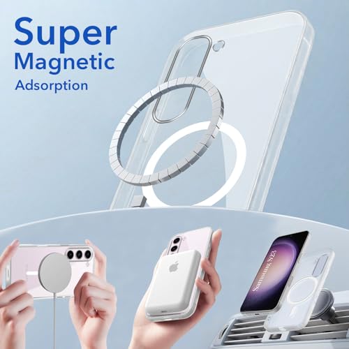 Image of Jkobi Lifetime Anti-Yellow MagSafe Compatible Clear Back Cover Case for Samsung Galaxy S23 5G (Sleek Hard Crystal | Shockproof and Camera Protection)