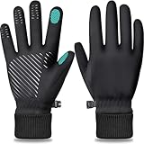 FEWTUR Winter Gloves for Men and Women Cold Weather - Waterproof Touchscreen Gloves for Running Hiking, Water Proof Snow Warm Touch Screen (Black, Small)