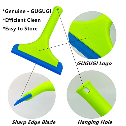Image of Super Flexible Silicone Squeegee, Auto Water Blade, Water Wiper, Shower Squeegee, 5.9'' Blade and 7.5'' Long Handle, for Car Windshield, Window, Mirror, Glass Door, Green+Lake Blue