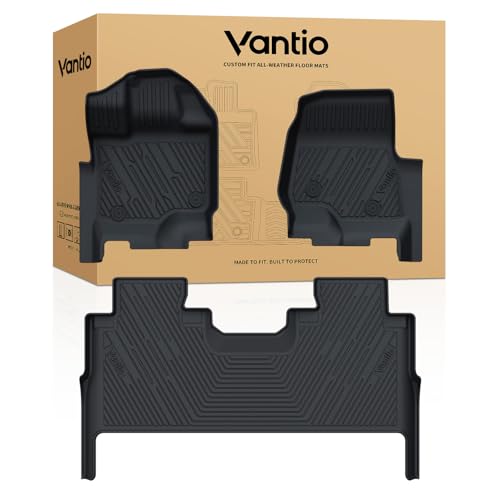 Image of Floor Mats for Ford F150 2015-2026 & F-150 Lightning 2022-2026 SuperCrew with Rear Fold-Flat Storage, Custom Fit TPE All Weather Floor Liners, Front & 2nd Row Truck Mats, Black