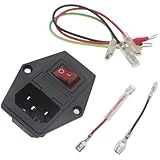 15A 250V Rocker Switch Power Socket, OZXNO Inlet Module Plug 3-Pin 5A Fuse 3D Printer Male Power Switch Module with Extension Cable