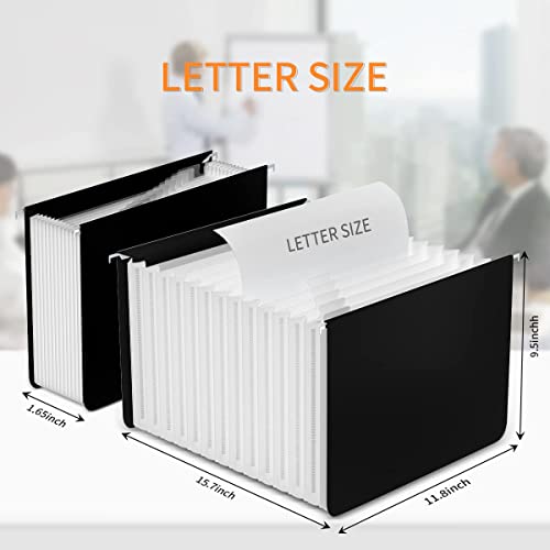 13 Pockets Hanging File Folders,File Folders For Filing Cabinet,Plastic Hanging File Folder Letter Size,Accordian File Organizer More Durable Than Paper Expanding Hanging Files,Waterproof Black #TOP2