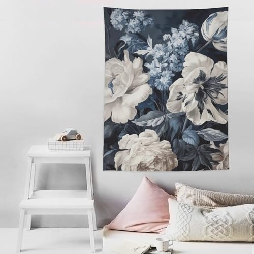 Tapisserie murale fleurs blanches 152x203 cm déco verticale - 6