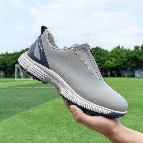THESTRON Professional Men Waterproof Spikes Golf Shoes Sports Sneakers Male Golf Footwears New Zipper Men's Spikes Golf Shoes Man Non-Slip Walking Sneakers Slip-on Casual Golf Shoes4