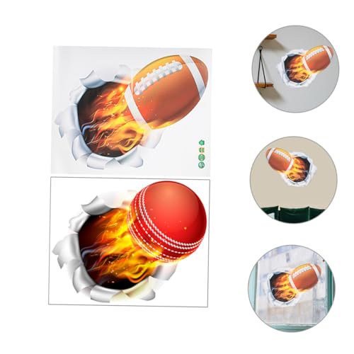Stickers de pared deportivos 3D Rugby y Béisbol 2 piezas miniatura 7