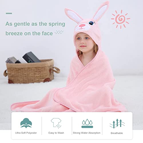 Michley Cartoon Hooded Baby Towel Unisex, Premium Soft Swimming Bathrobe Large Washcloths 27.5" X 47" For 0-7T (Rabbit) #TOP5