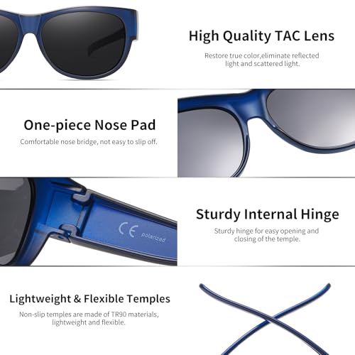 Image of GEGURI Polarized Sunglasses Fit Over Glasses for Men Women, Oversized Square Sun Glasses UV400 Protection Shades