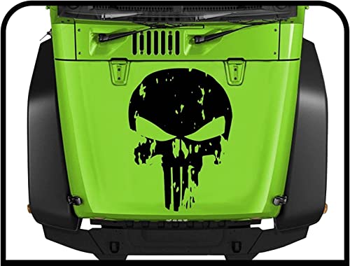 Sticker capot skull noir brillant pour rassemblement tuning et auto