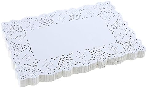 Ametsus - 48 Pcs Rectangular Paper Doilies, White Lace Paper Doily Set Party Wedding Cupcake Decorations Candy Cake Packaging Paper Gift Wrapping Pad - 8" x 12"/20 x 30cm