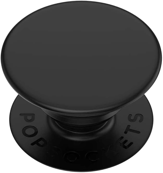Pop Grip with Swappable PopTop - Wireless Charging Compatible Phone Grip & Stand Repositionable Adhesive Customizable & Stylish Accessory for Phones & Tablets in Black