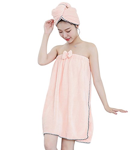 最安値 サモルックス Sumolux バスタオル 着れる ラップタオル バスローブ 着替えタオル バスワンピース マイクロファイバー 吸水 速乾 便利 ふわふわ お風呂上がり ヘアドライタオル付き 140 70cm ピンクの価格比較