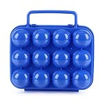 Opatiny Portable 12-Cavity Plastic Egg Box, Stackable & Space-Saving with Lid for Freshness, ABS, Shockproof for Fridge, Freezer, Camping, Blue