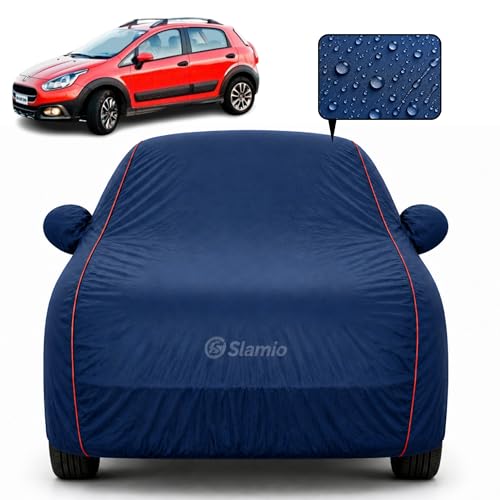 Image of Car Cover for Fiat Avventura | 100% Waterproof Heavy-Duty 3-Layer Car Body Cover | All-Weather Rain, UV, Sun & Dust Protection | Custom Fit | Mirror & Antenna Pockets | Navy Blue