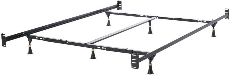 Marco de cama de metal resistente California King con soportes de cabecero