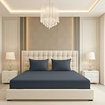 BEDIO King Size Fitted Sheets 40 CM Extra Deep Pocket Bed Sheet Charcoal Soft Brushed Microfiber Fabric All Around Elastic Breathable Shrinkage Fade-Resistant Comfortable Bedding