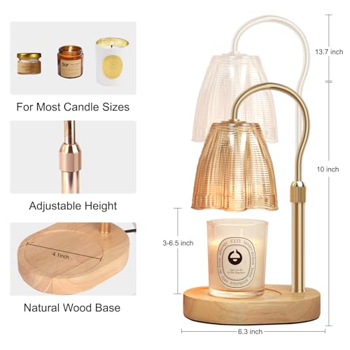 Honvinor Candle Warmer Lamp with Timer & Dimmer, Candle Warmer Height Adjustable, Fits All Jar Scented Candles, Candle Lamp with 3 Bulbs, Charming Gift Box with Ribbon for Gifting by Honvinor - Image 2