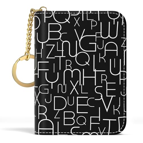 Image of Aiawoxc Credit Card Holder, Small RFID Wallet Slim Leather Card Organizer Case with Zipper and Keychain, Fashion Alphabet