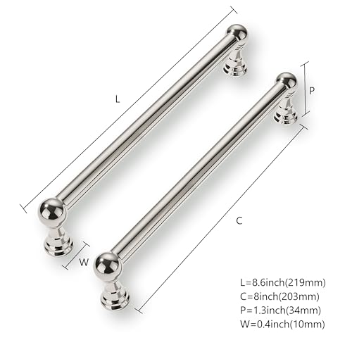 CABDM 10 Pack 8 Inch Solid Kitchen Cabinet Handles Polished Nickel Heavy Duty Cabinet Pulls Drawer Pulls Cabinet Hardware Kitchen Handles for Cabinets Cupboard Handles by CABDM - Used condition - Image 2