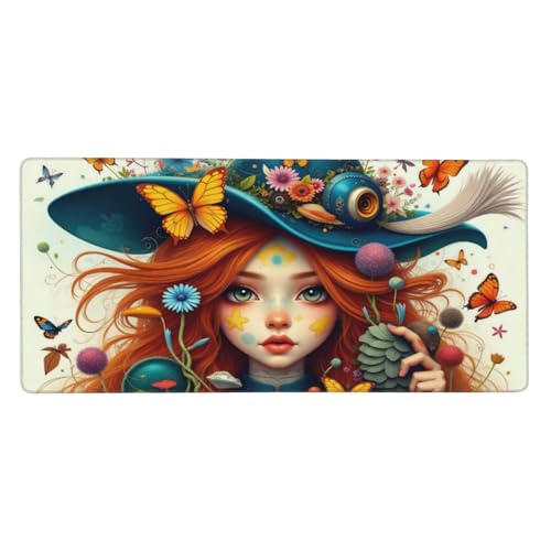 Tapis de souris de jeu antidérapant avec bords cousus et motif papillon