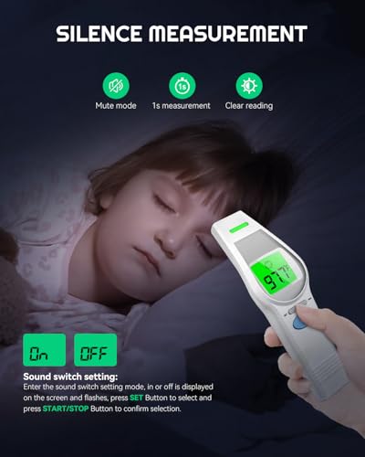 Image of MugeTree No-Touch Forehead Thermometer for Adults and Kids Digital Baby Thermometer 2 in 1 Forehead & Object Thermometer Fever Alarm & Silent Mode Baby Essentials Non Contact