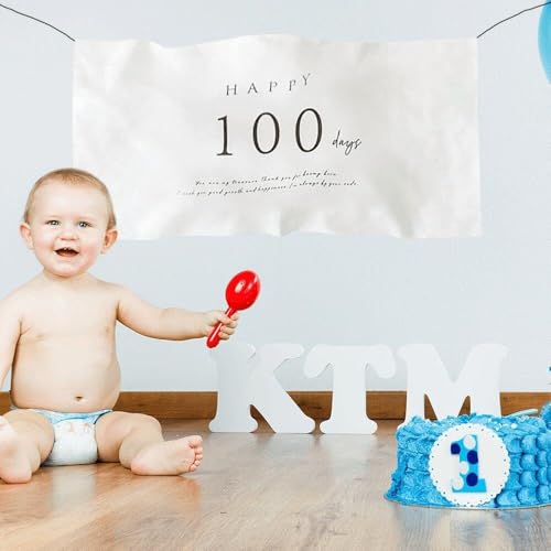 DFsucces ハーフバースデー タペストリー シンプル 飾り ハンドメイド 100日誕生日バースデー タペストリー おしゃれ かわいい 記念日用 100日祝い 飾り付け（100日） [3]