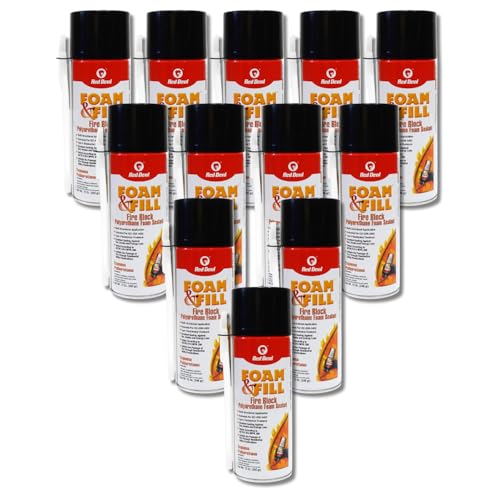 Red Devil 091512 Foam & Fill Fire Block Expanding Polyurethane Foam Sealant, 12 oz, Orange, 12 Pack