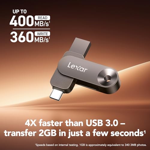 Image of Lexar 128GB Solid State Dual Drive D500 USB 3.2 Gen 1, for USB Type-C /USB Type-A Devices, Up to 400MB /s Read, Compatible with iPhone 15 /16 /17 Series, Android, Tablet, PC and Mac (LJDD500128G-BNQNU)