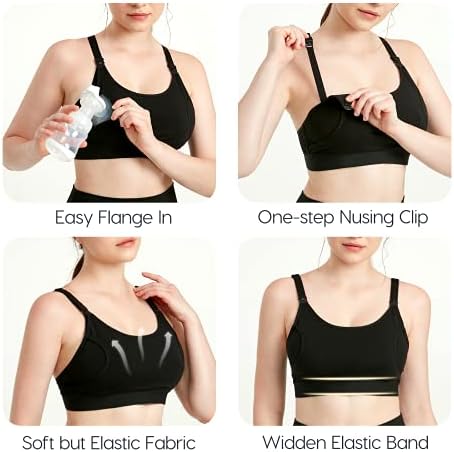 Hands Free Pumping Bra for Women 2 Pack, Lupantte Supportive Comfortable Breast Pump Bra with Pads, All Day Wear Pumping and Nursing Bra in One Breast Pump for Medela, Spectra, Momcozy, etc. (X-Large)