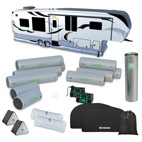 AirSkirts Extra Large RV Skirt Kit High Clearance &ndash; Modular RV Skirting Kits for Travel Trailers & 5th Wheels, Fits 36'-45' RVs, Includes Dual Axle Tire Covers & Extreme Insulation Bundle