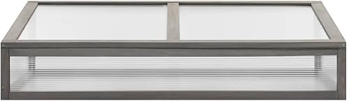 Miniatura 9 de Cama elevada con invernadero de 43.3 x 21.3 x 47.2 pulgadas, madera de abeto maciza, cama de jardín elevada, macetas al aire libre para jardín de